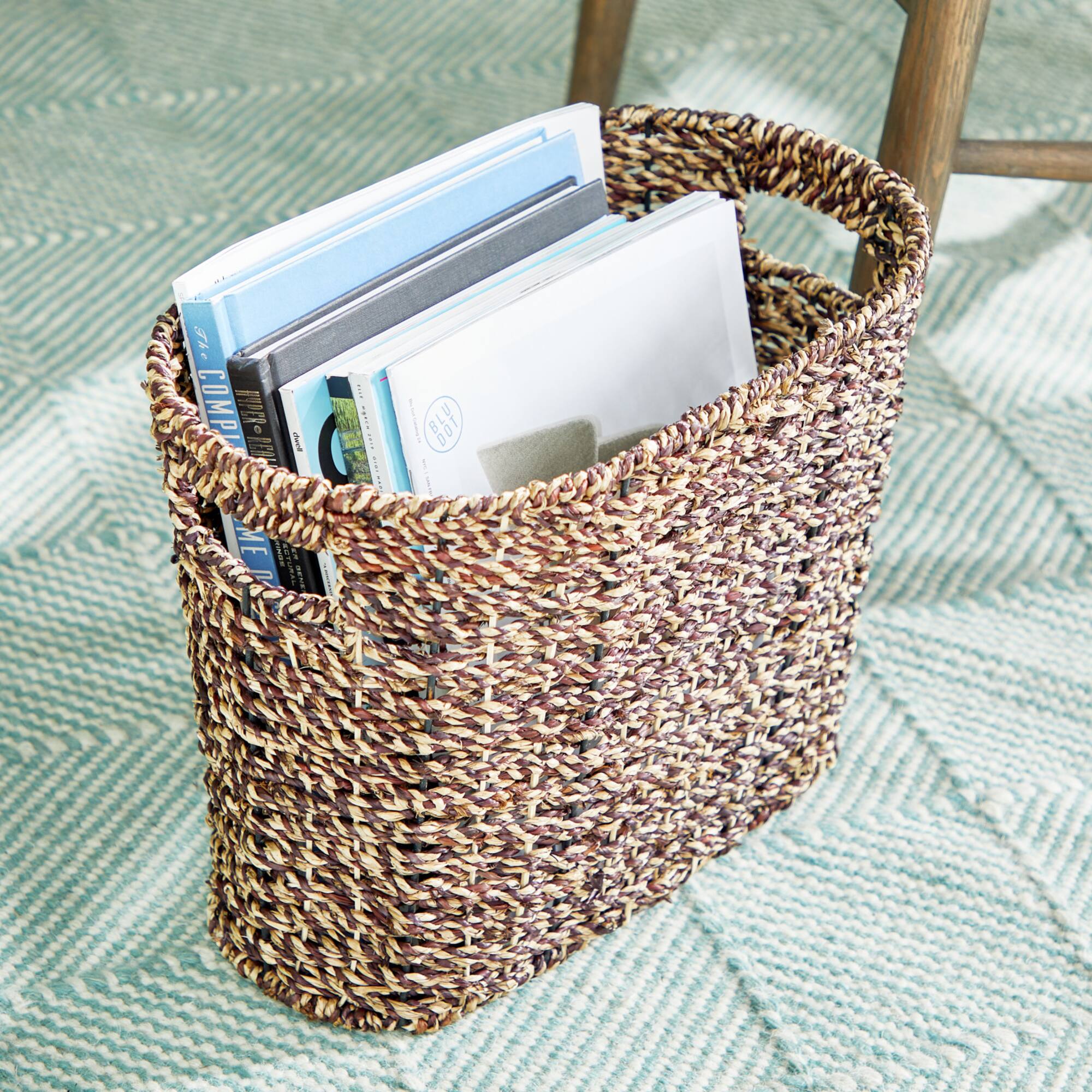 15" Brown Seagrass Natural Magazine Rack